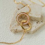 Natural Freshwater Pearl Interlocking Ring Pendant Necklace - floysun