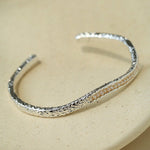 Natural Freshwater Pearl Molten Texture Open Cuff Bracelet - floysun