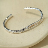 Natural Freshwater Pearl Molten Texture Open Cuff Bracelet - floysun