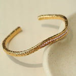 Natural Freshwater Pearl Molten Texture Open Cuff Bracelet - floysun