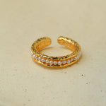 Natural Freshwater Pearl Molten Texture Open Ring - floysun