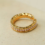 Natural Freshwater Pearl Molten Texture Open Ring - floysun