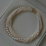 Natural Freshwater Pearl Multi - Strand Collarbone Necklace - floysun