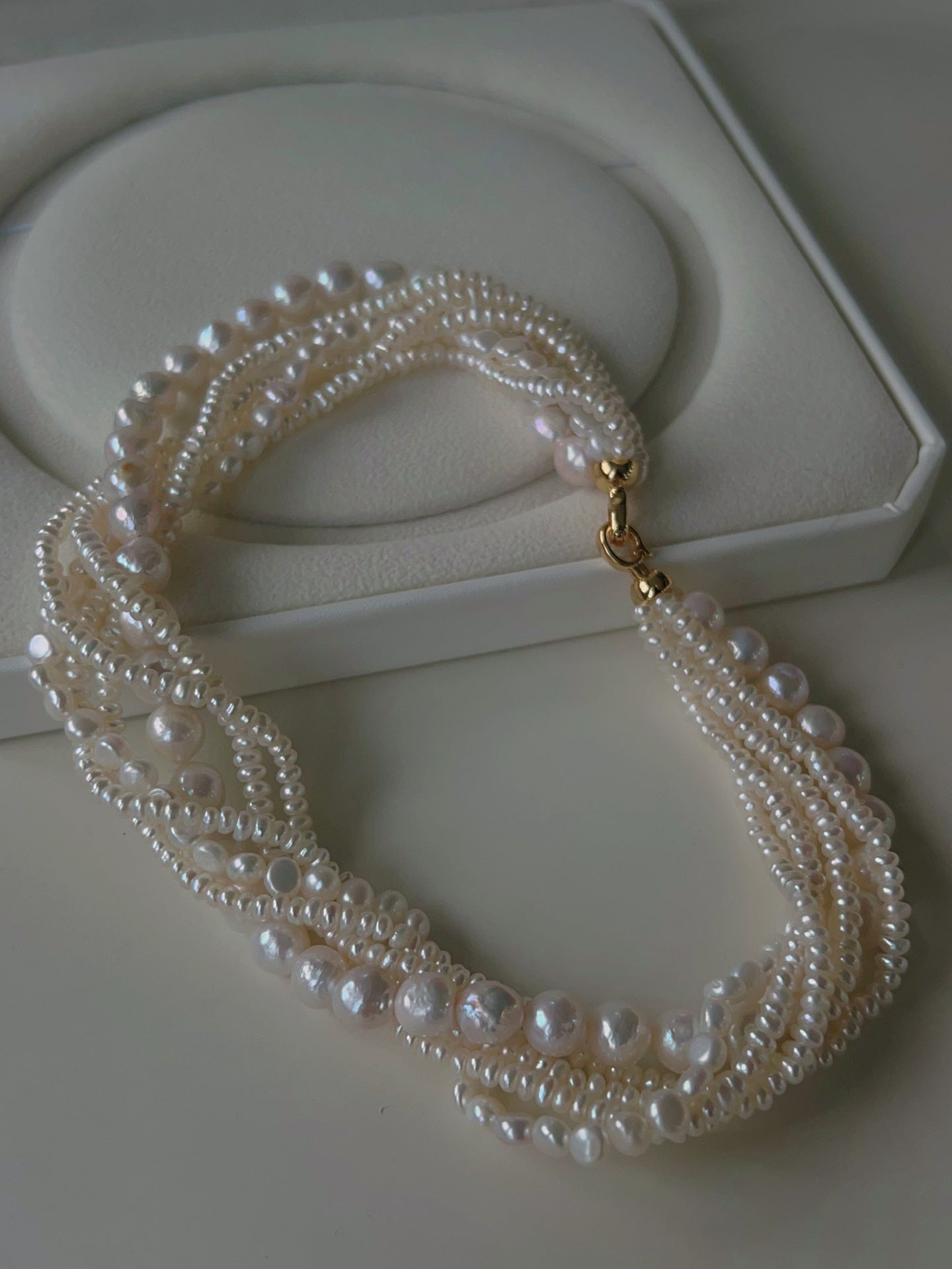 Natural Freshwater Pearl Multi - Strand Collarbone Necklace - floysun