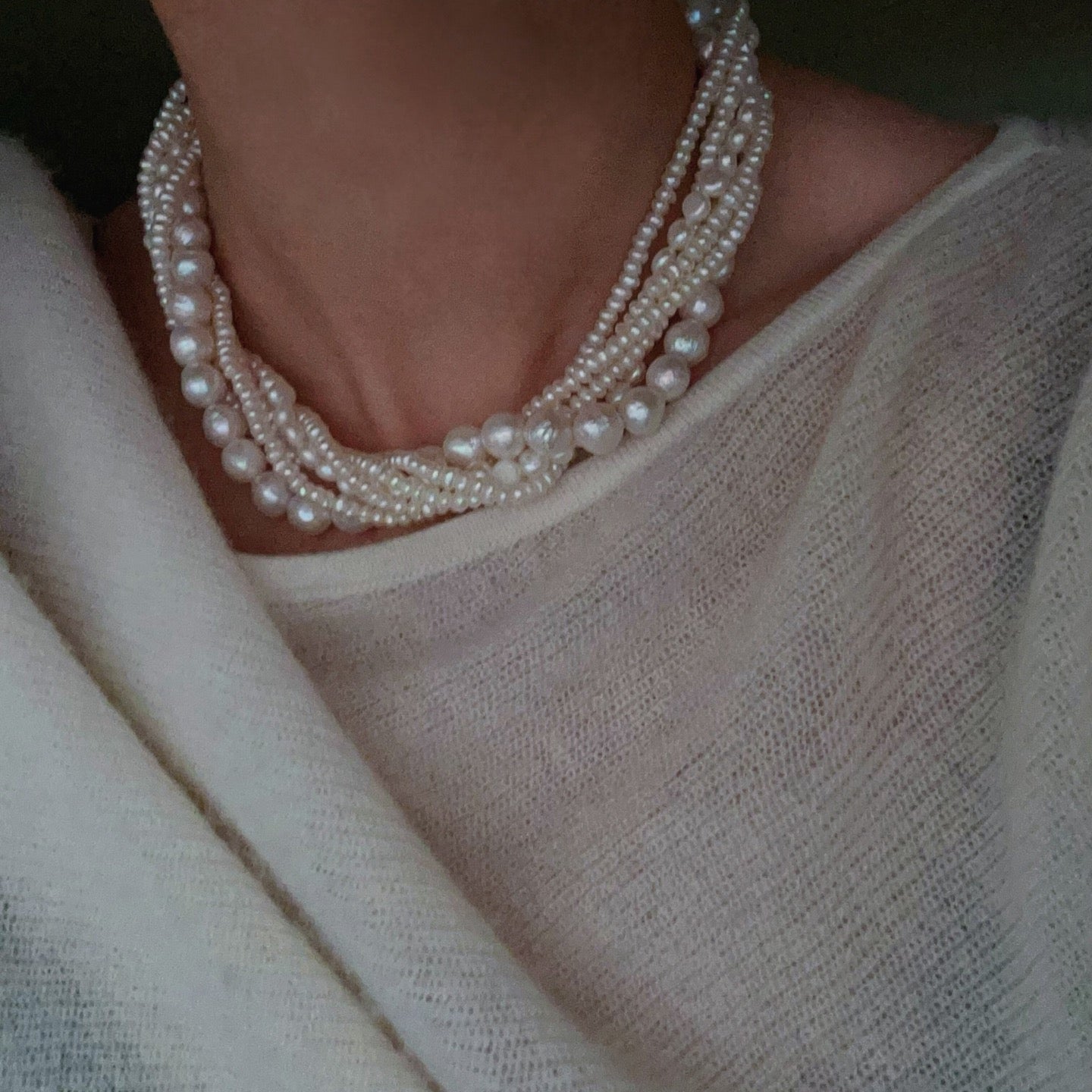 Natural Freshwater Pearl Multi - Strand Collarbone Necklace - floysun