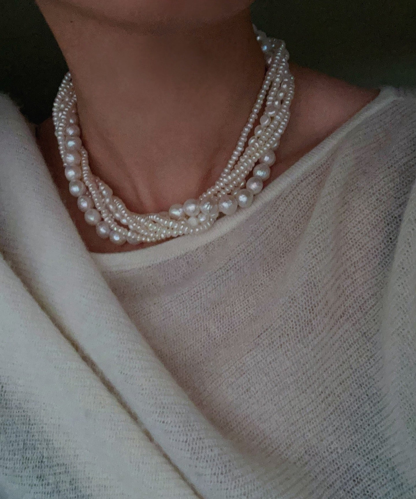 Natural Freshwater Pearl Multi - Strand Collarbone Necklace - floysun
