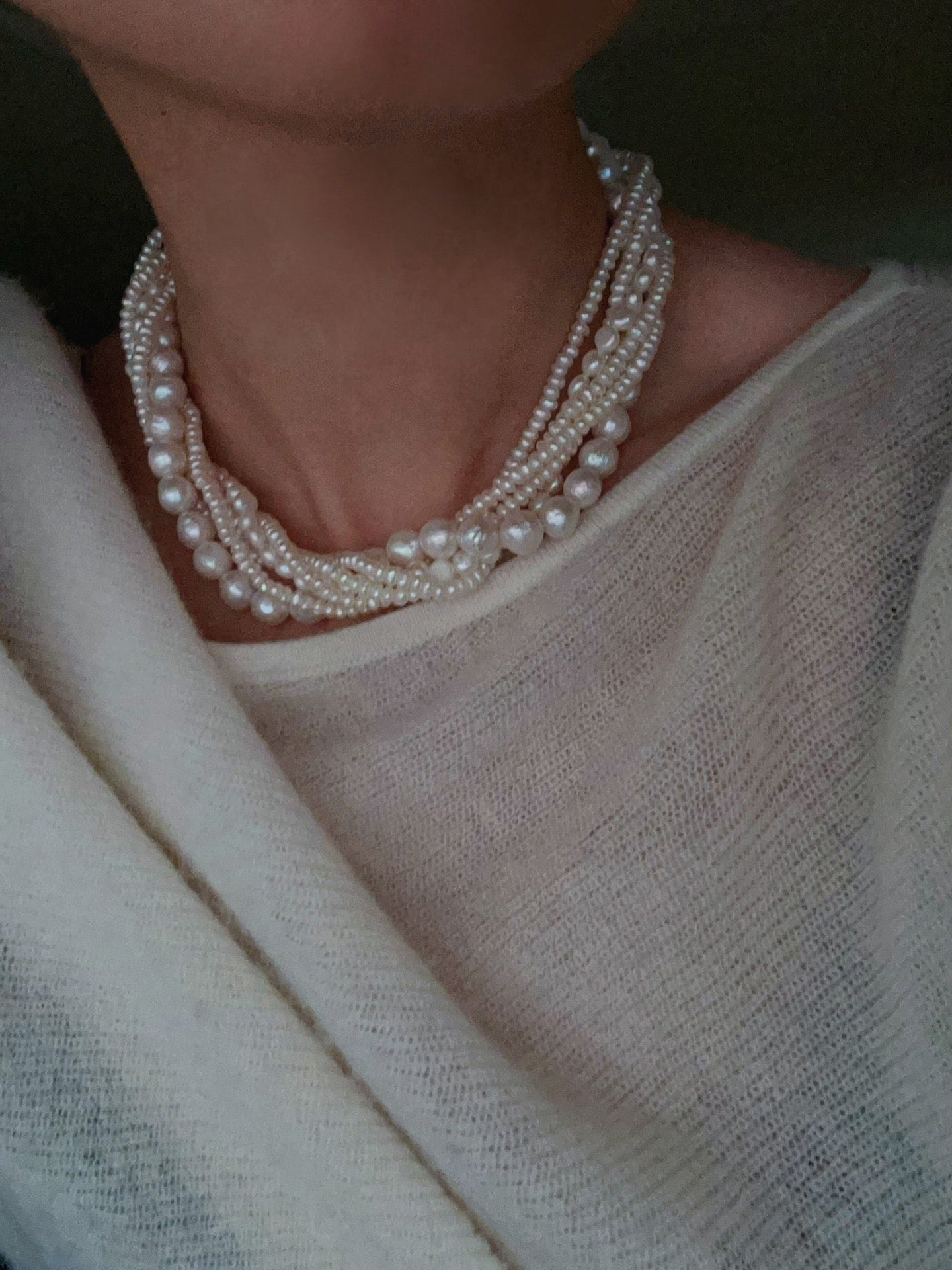 Natural Freshwater Pearl Multi - Strand Collarbone Necklace - floysun