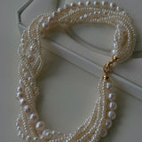 Natural Freshwater Pearl Multi - Strand Collarbone Necklace - floysun