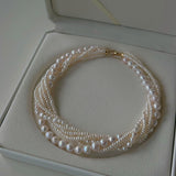 Natural Freshwater Pearl Multi - Strand Collarbone Necklace - floysun