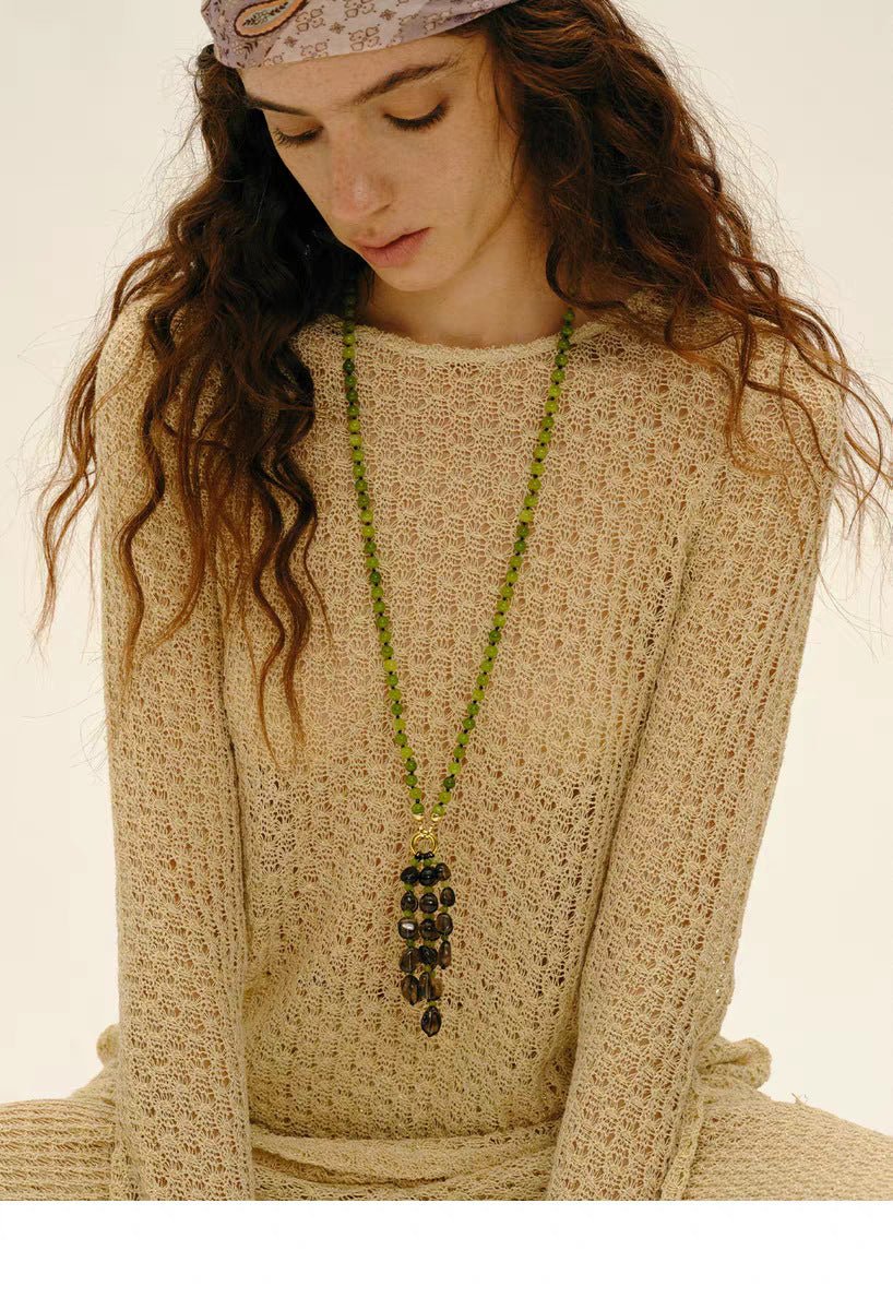 Natural Gemstone Fruit Tassel Necklace - floysun