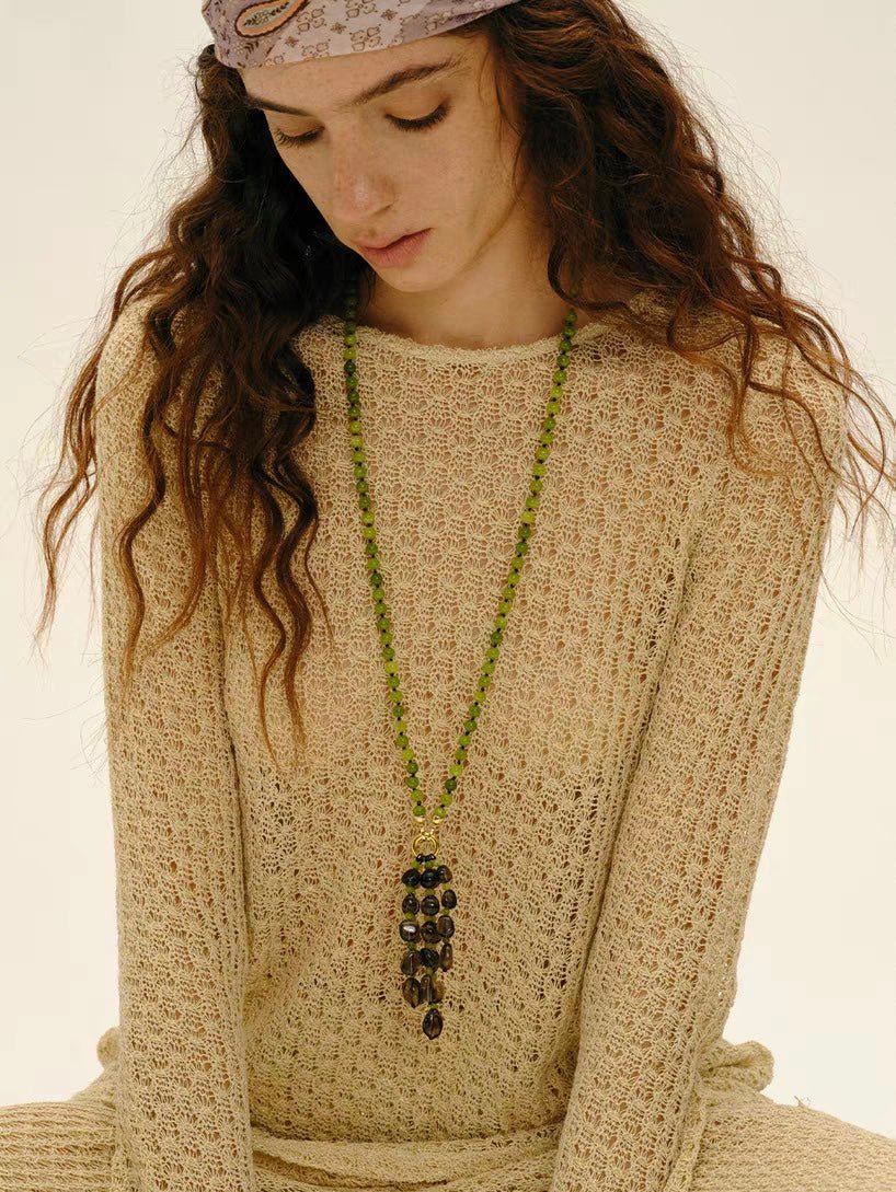Natural Gemstone Fruit Tassel Necklace - floysun
