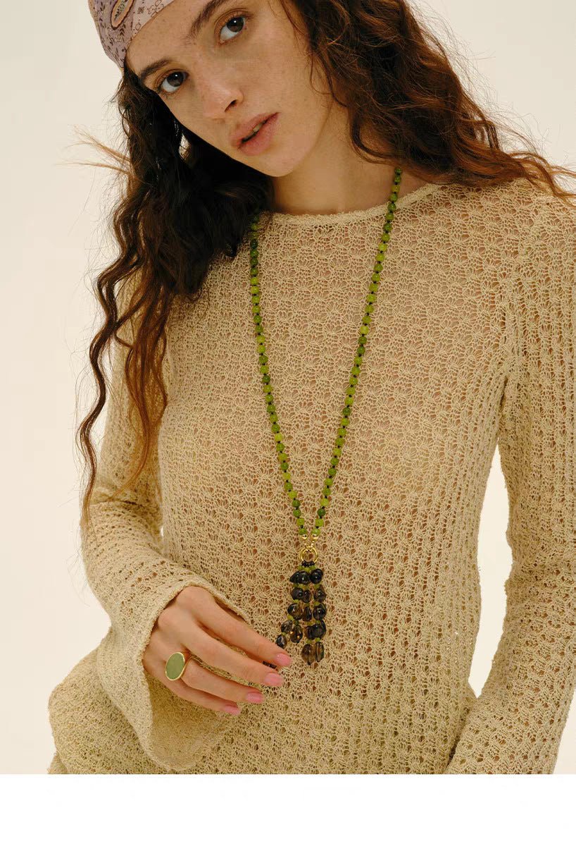 Natural Gemstone Fruit Tassel Necklace - floysun