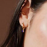 Natural Gemstone Hoop Earrings | 925 Sterling Silver Drop Earrings - floysun