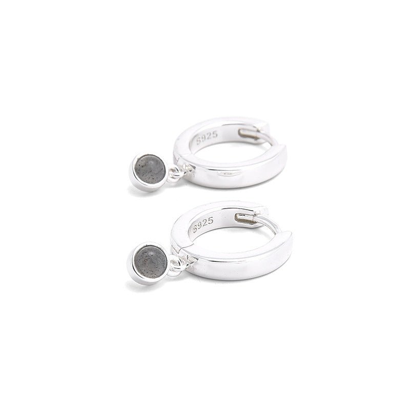 Natural Gemstone Hoop Earrings | 925 Sterling Silver Drop Earrings - floysun