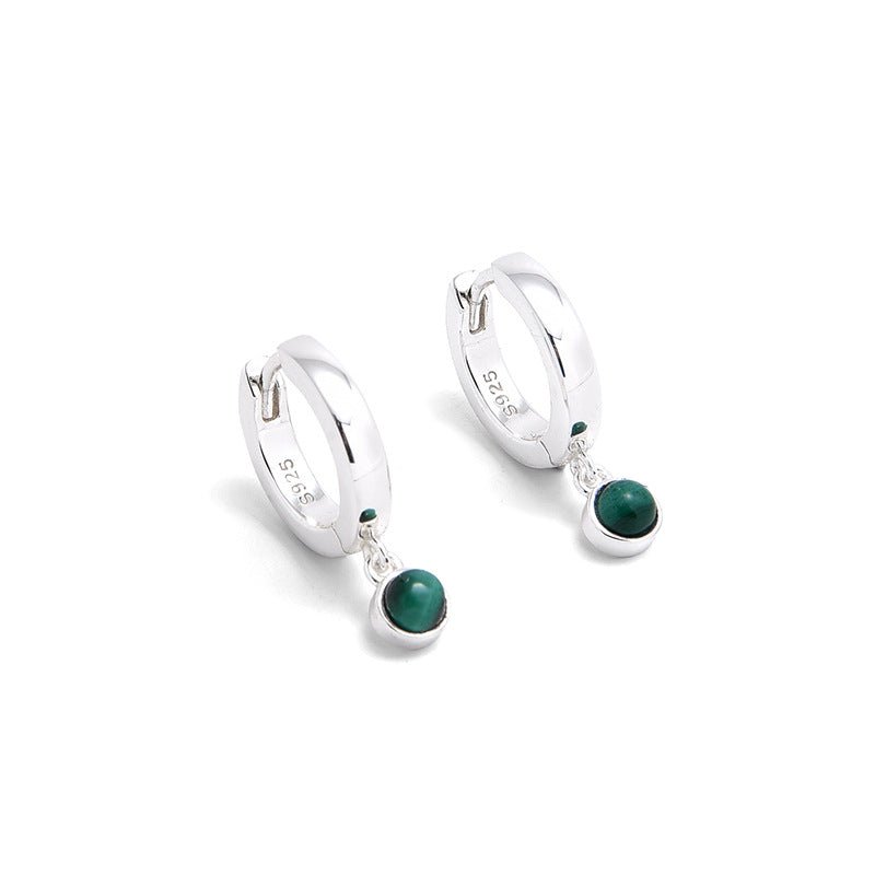 Natural Gemstone Hoop Earrings | 925 Sterling Silver Drop Earrings - floysun