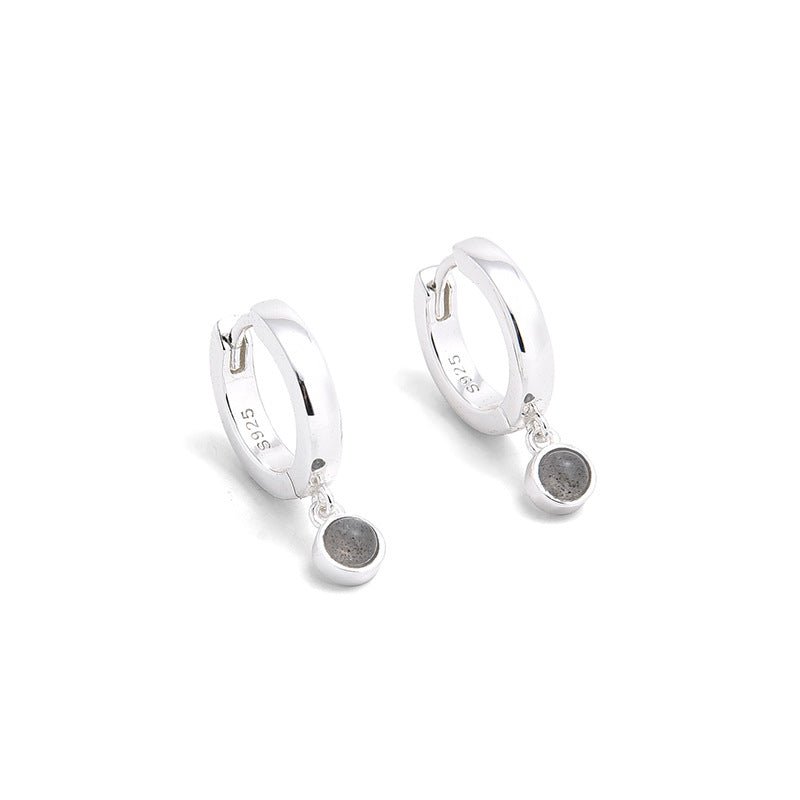 Natural Gemstone Hoop Earrings | 925 Sterling Silver Drop Earrings - floysun
