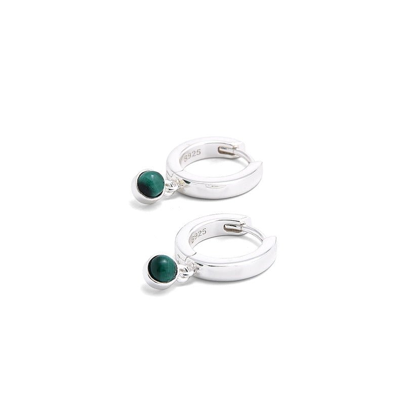 Natural Gemstone Hoop Earrings | 925 Sterling Silver Drop Earrings - floysun