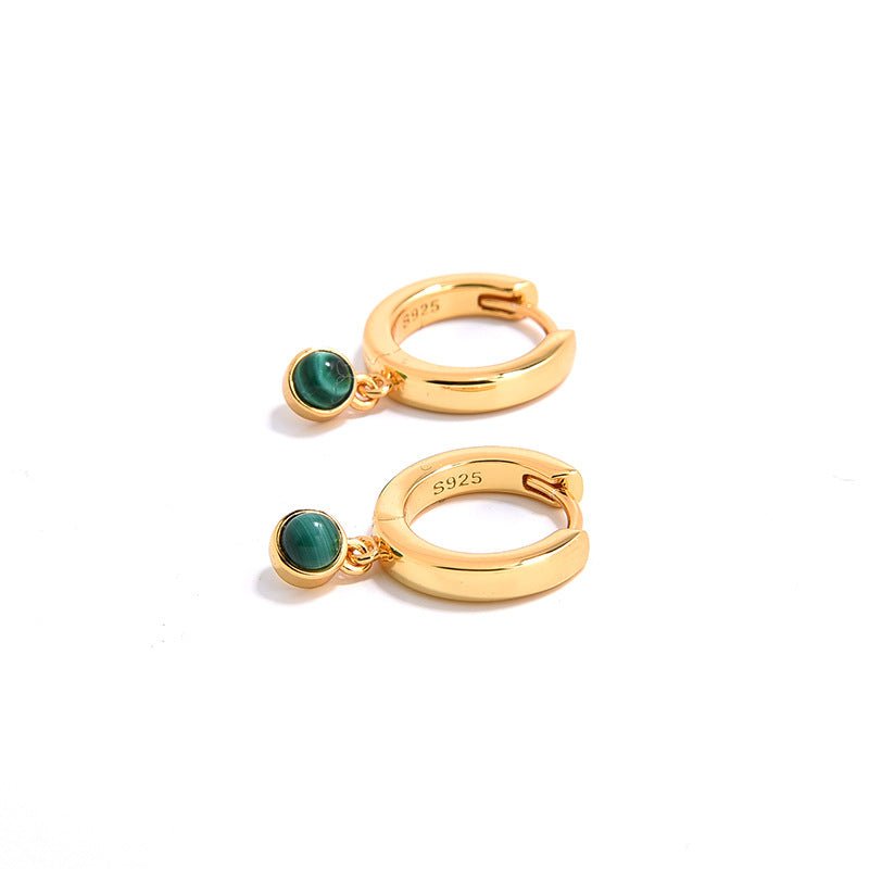 Natural Gemstone Hoop Earrings | 925 Sterling Silver Drop Earrings - floysun