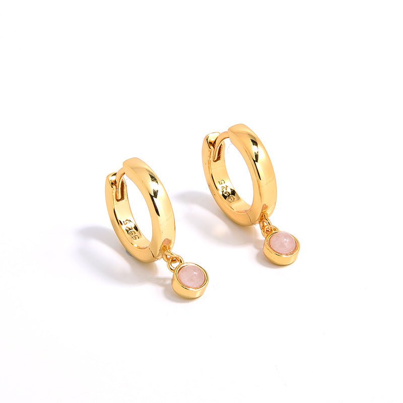 Natural Gemstone Hoop Earrings | 925 Sterling Silver Drop Earrings - floysun