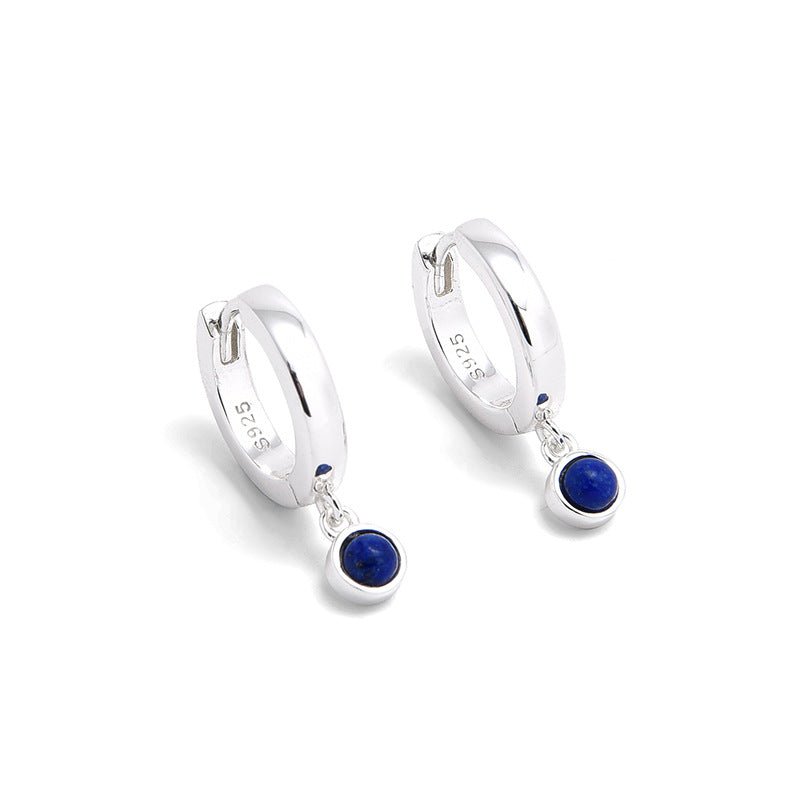 Natural Gemstone Hoop Earrings | 925 Sterling Silver Drop Earrings - floysun