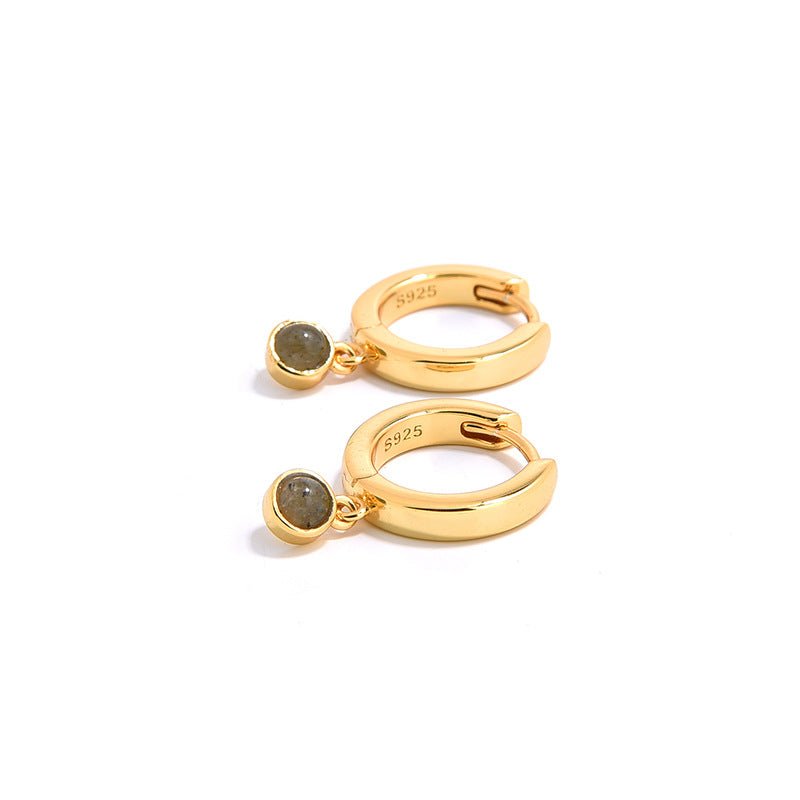 Natural Gemstone Hoop Earrings | 925 Sterling Silver Drop Earrings - floysun