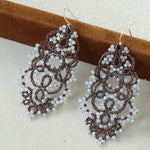 Natural Gemstone Lace-Woven Drop Earrings - floysun