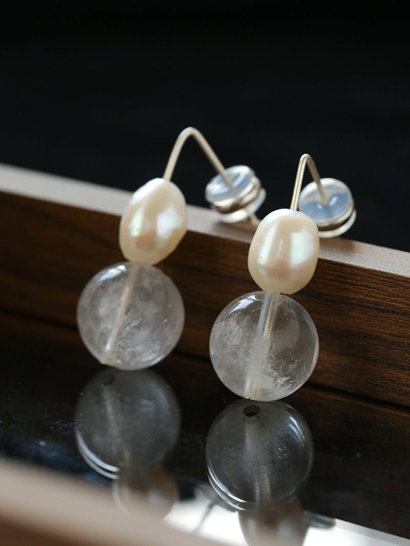 Natural Gemstone & Pearl Drop Earrings - floysun