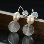 Natural Gemstone & Pearl Drop Earrings - floysun