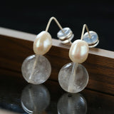 Natural Gemstone & Pearl Drop Earrings - floysun