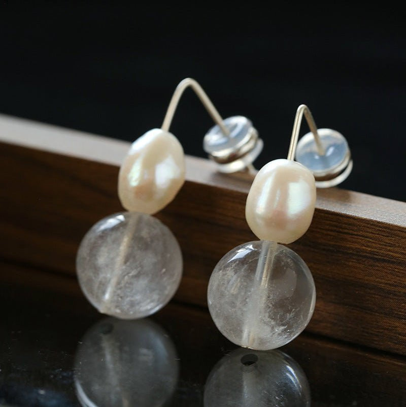 Natural Gemstone & Pearl Drop Earrings - floysun