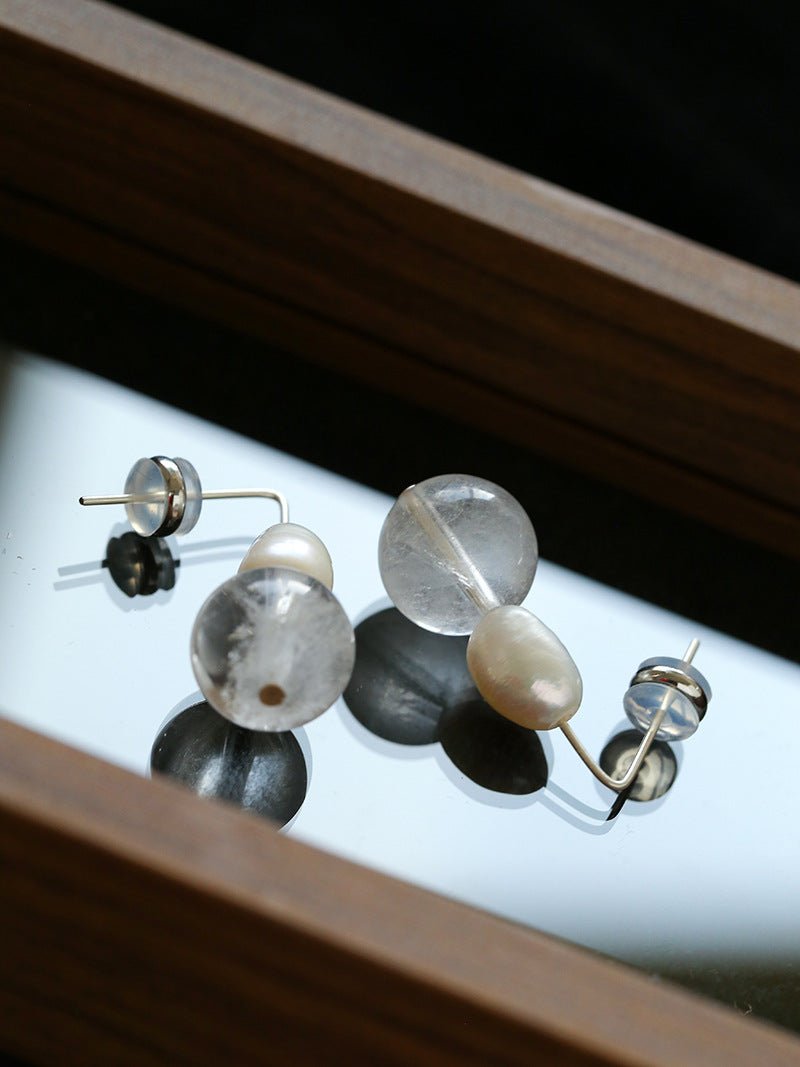Natural Gemstone & Pearl Drop Earrings - floysun