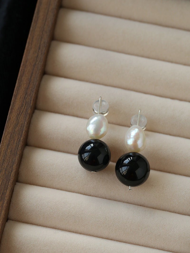 Natural Gemstone & Pearl Drop Earrings - floysun