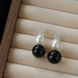 Natural Gemstone & Pearl Drop Earrings - floysun