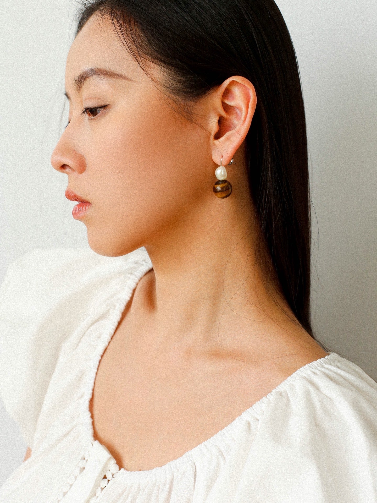 Natural Gemstone & Pearl Drop Earrings - floysun