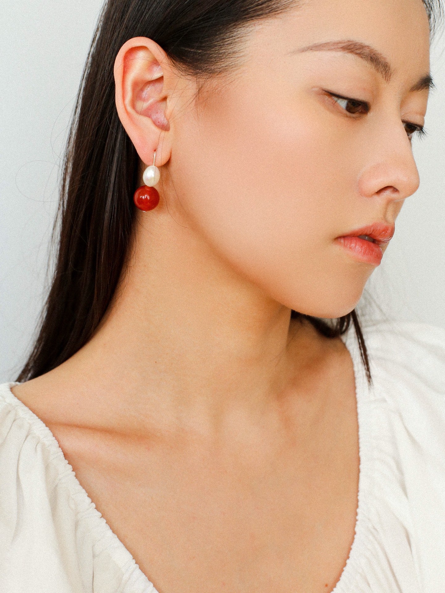 Natural Gemstone & Pearl Drop Earrings - floysun