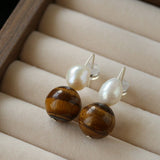 Natural Gemstone & Pearl Drop Earrings - floysun
