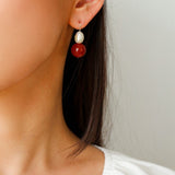 Natural Gemstone & Pearl Drop Earrings - floysun