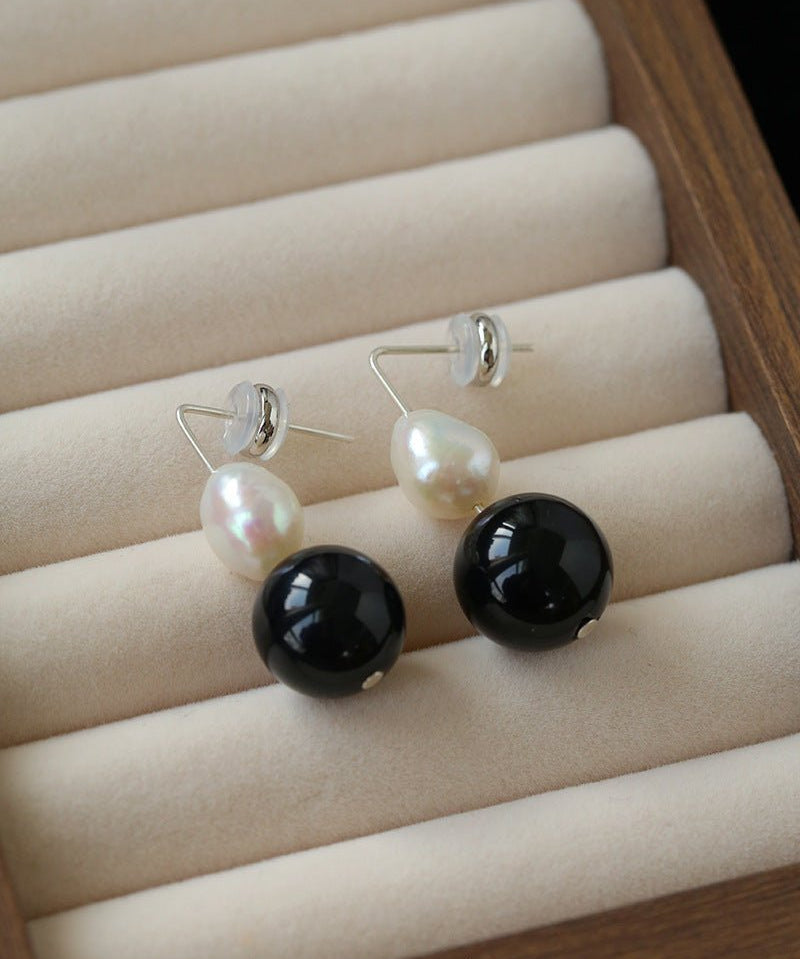 Natural Gemstone & Pearl Drop Earrings - floysun