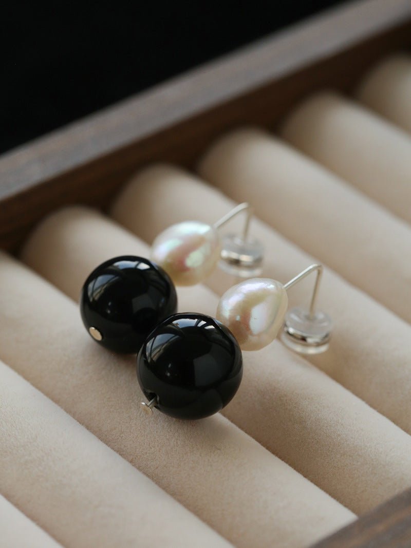 Natural Gemstone & Pearl Drop Earrings - floysun