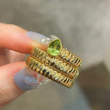 Natural Gemstone Triple-Coil Snake Ring - floysun