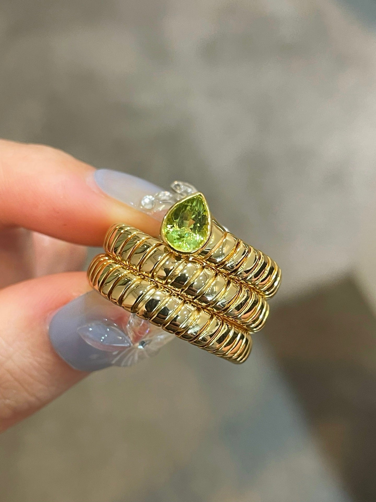 Natural Gemstone Triple-Coil Snake Ring - floysun
