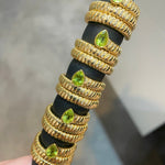 Natural Gemstone Triple-Coil Snake Ring - floysun