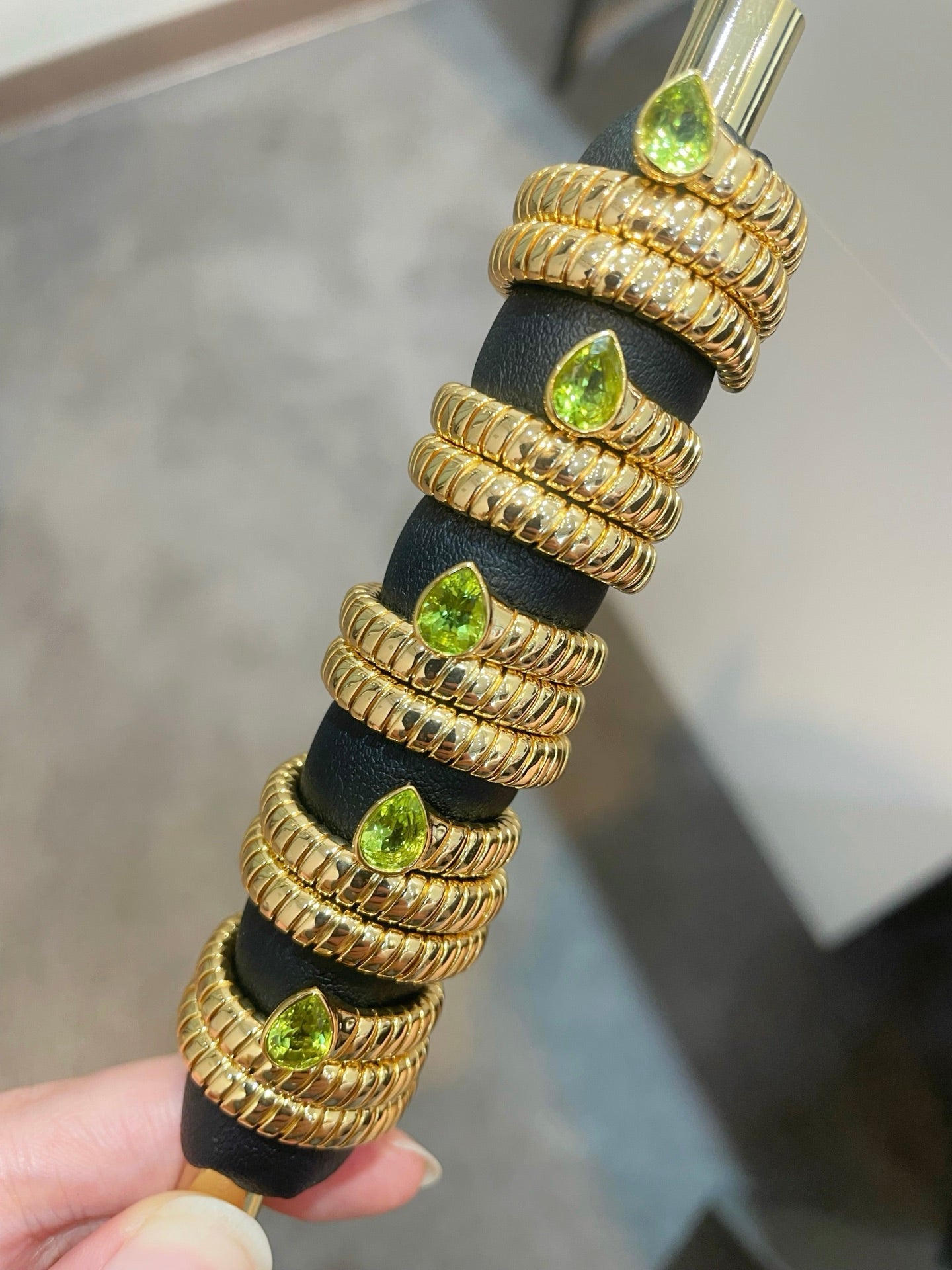 Natural Gemstone Triple-Coil Snake Ring - floysun