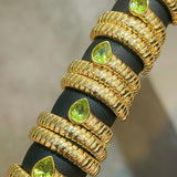 Natural Gemstone Triple-Coil Snake Ring - floysun