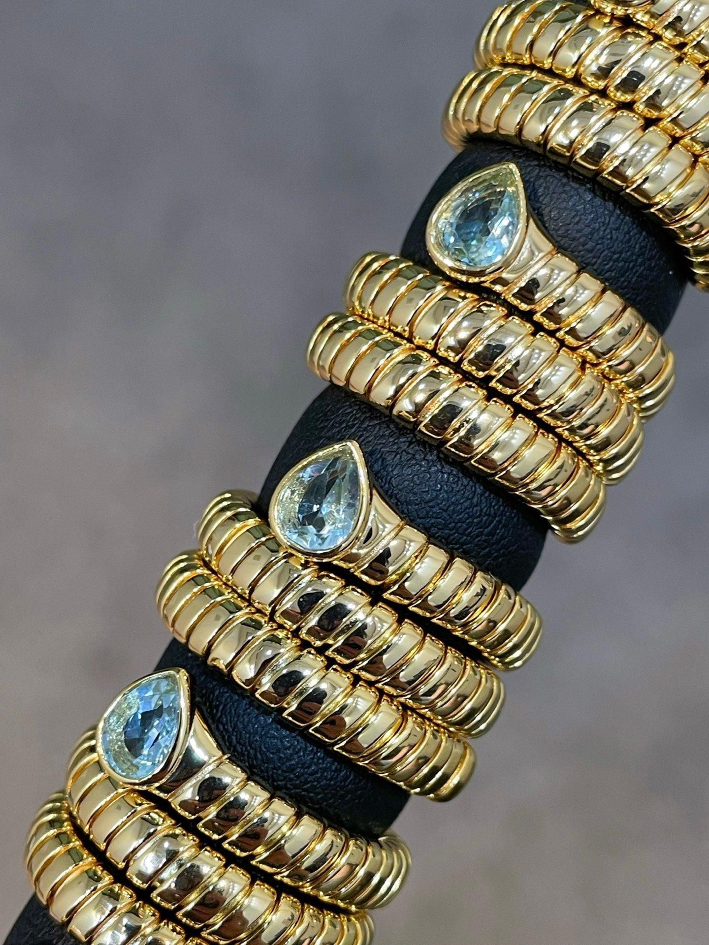 Natural Gemstone Triple-Coil Snake Ring - floysun