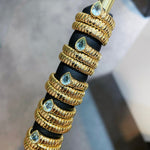Natural Gemstone Triple-Coil Snake Ring - floysun