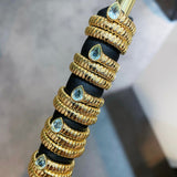 Natural Gemstone Triple-Coil Snake Ring - floysun