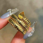 Natural Gemstone Triple-Coil Snake Ring - floysun