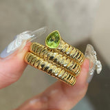 Natural Gemstone Triple-Coil Snake Ring - floysun