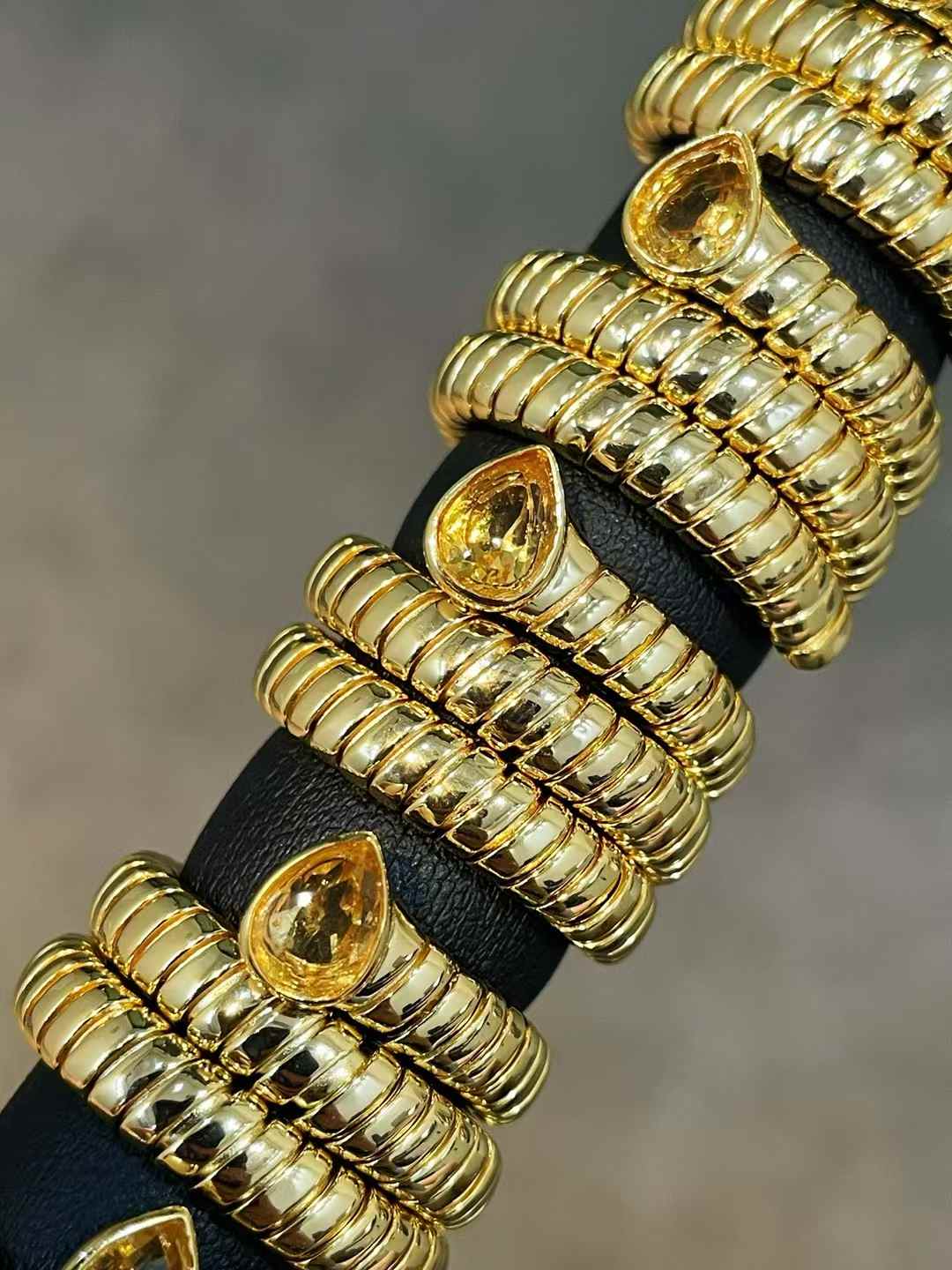 Natural Gemstone Triple-Coil Snake Ring - floysun